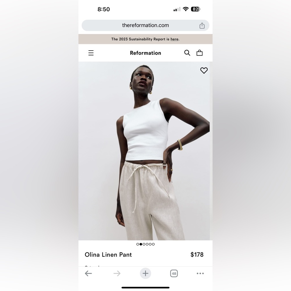 Reformation Olina Pant - XS - Oatmeal (NWOT)